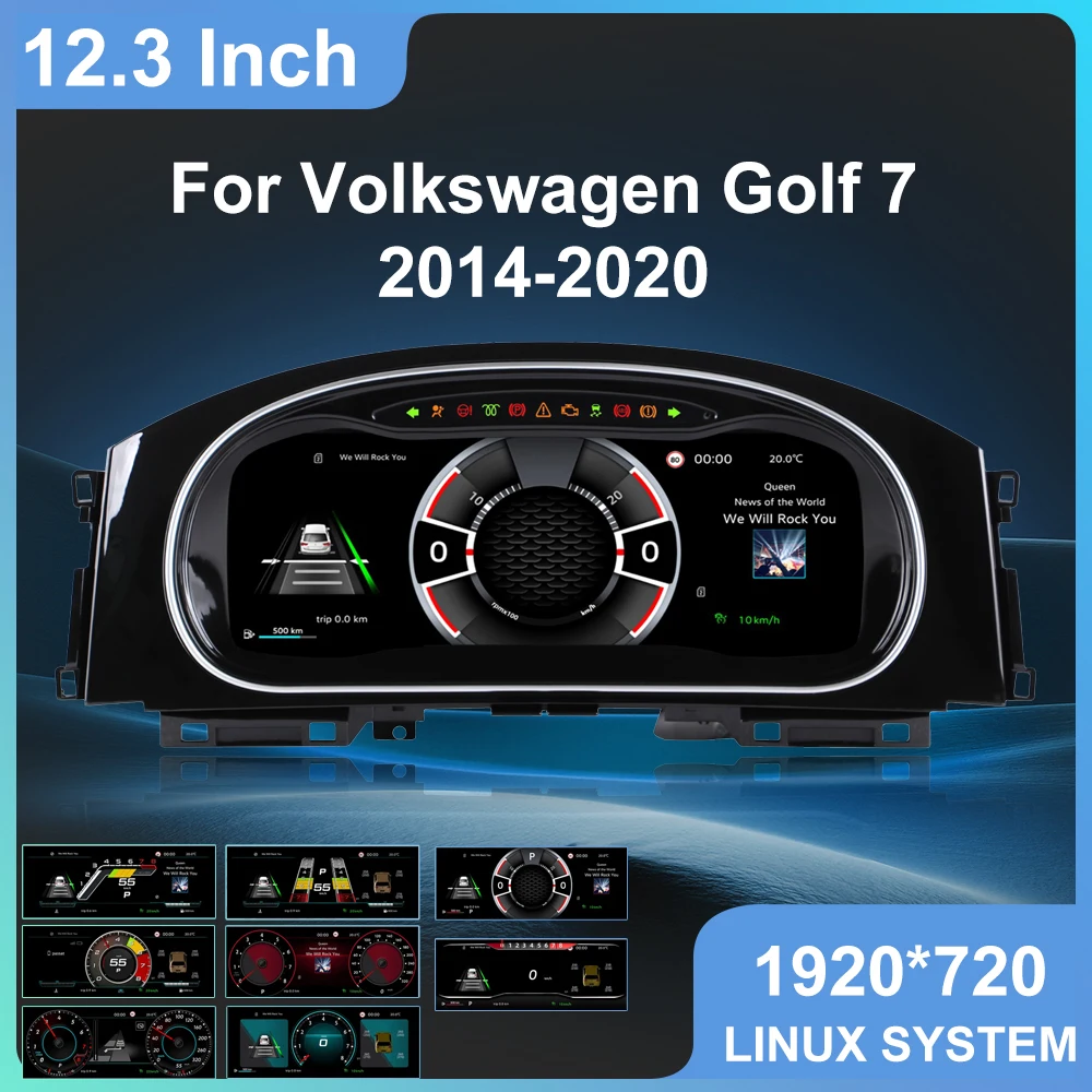Фото Совместим с VW Golf 7 2014-2020, цифровая приборная панель LCD, виртуальная панель приборов, CarPlay, Android Auto, карты. №1