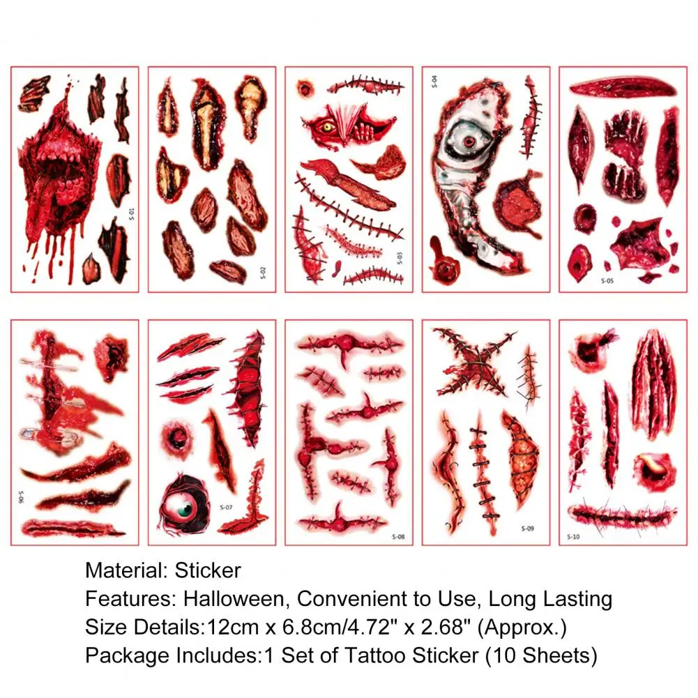 10 листов/набор водостойкие Стикеры для татуировок |