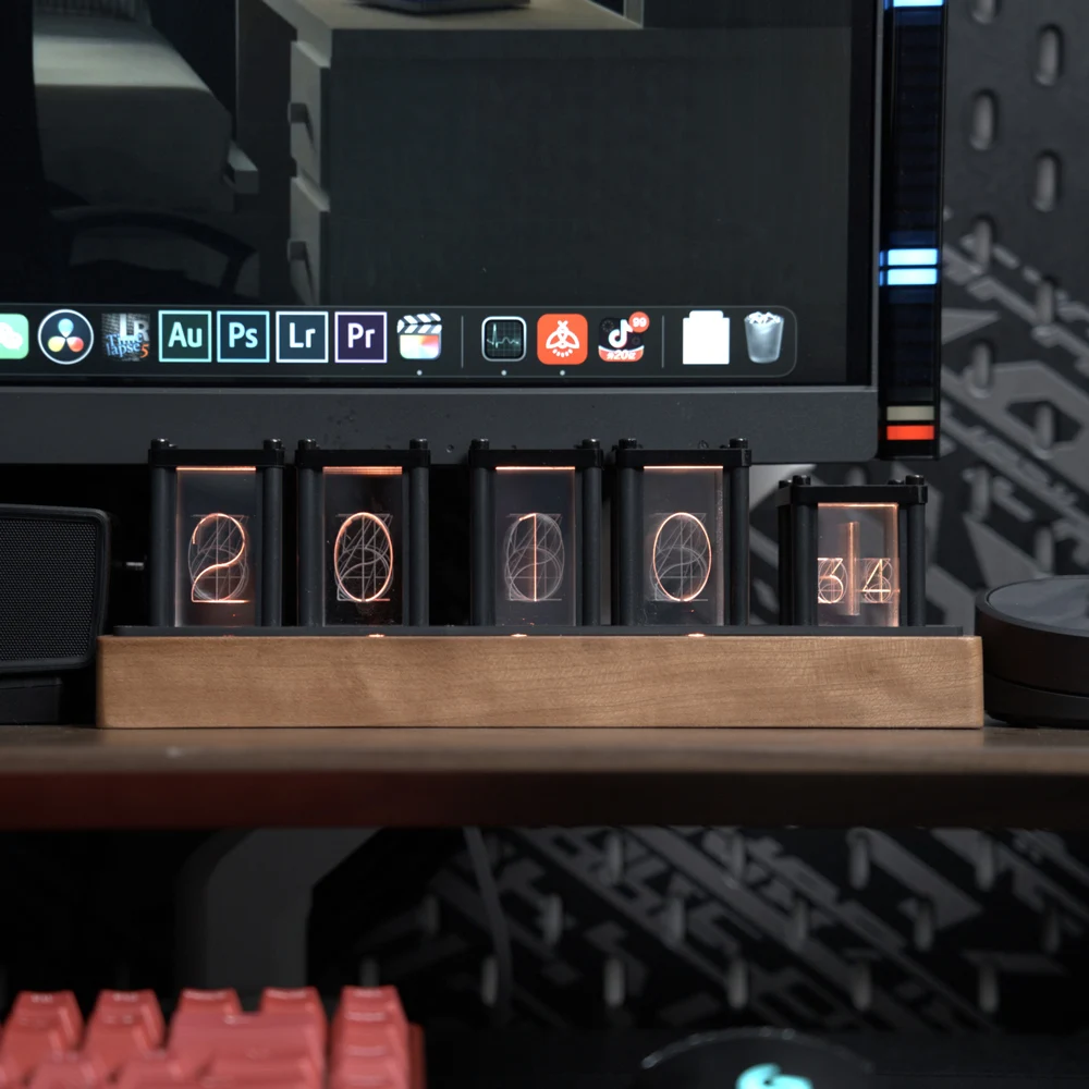 

Новинка, псевдо светящиеся часы RGB Nixie Tube, набор «сделай сам», Светодиодный настольный креативный декор, подарок бойфренду, цифровая Ночная п...