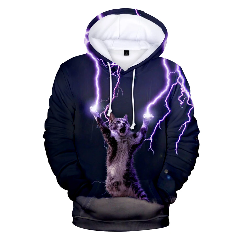 

Creative 3D Lightning Cat Hoodies Boy girl kids Sweatshirt Lightning Cat Thunder Sweatshirt Children Hoody Men women Clothes