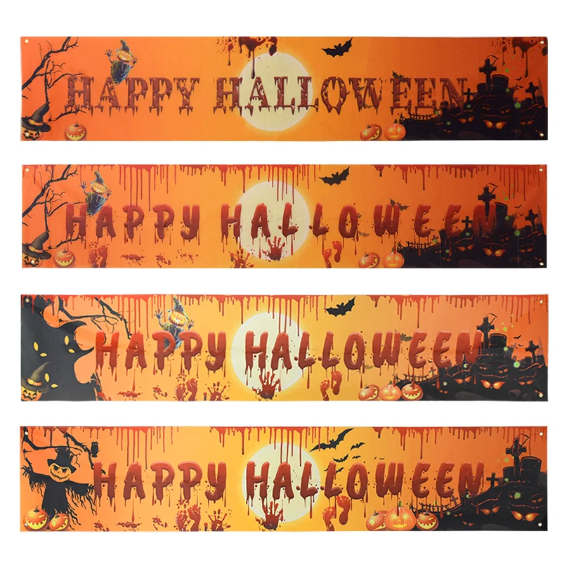 

1pcs 49x250cm Happy Halloween Banner Hanging Flags Horror Halloween Party Background Decoration Supplies Bunting Garland
