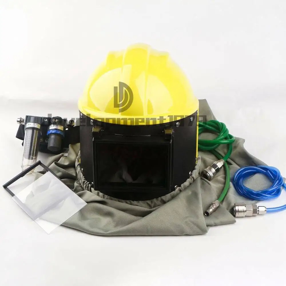 NEW Shotblasting w/3IN1 Stage Filter AIR FED Sandblast Helmet Sand Blast Hood