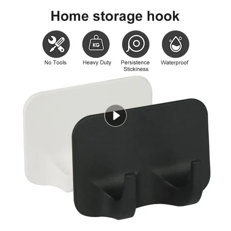 

4pcs Adhesive Storage Hook Double Wall Hanger Razor Hooks Multi-Purpose Bathroom Towel Clothes Handbag Key Storage Hook Hanger
