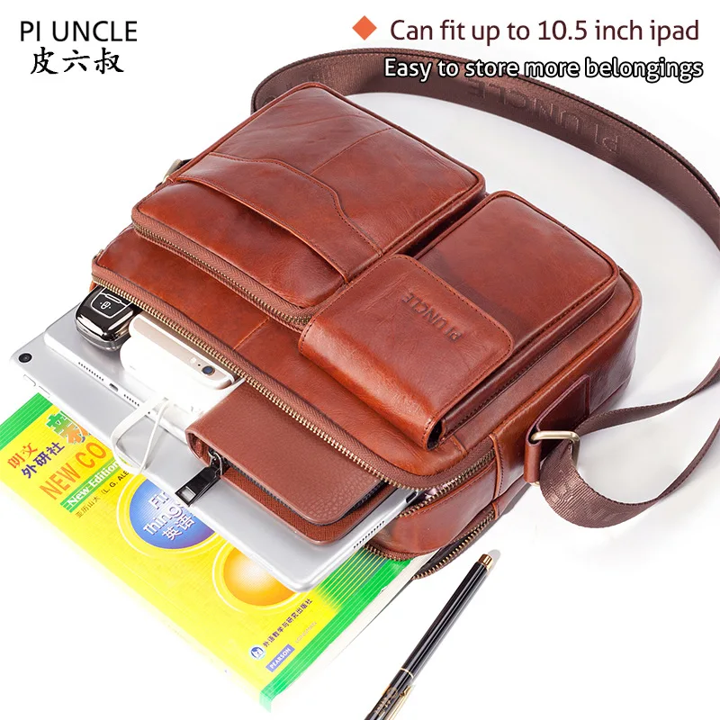 High Quality Leather Cross-body Bag for Men Vintage Cowhide Cross Style Briefcase Business Travel Bag