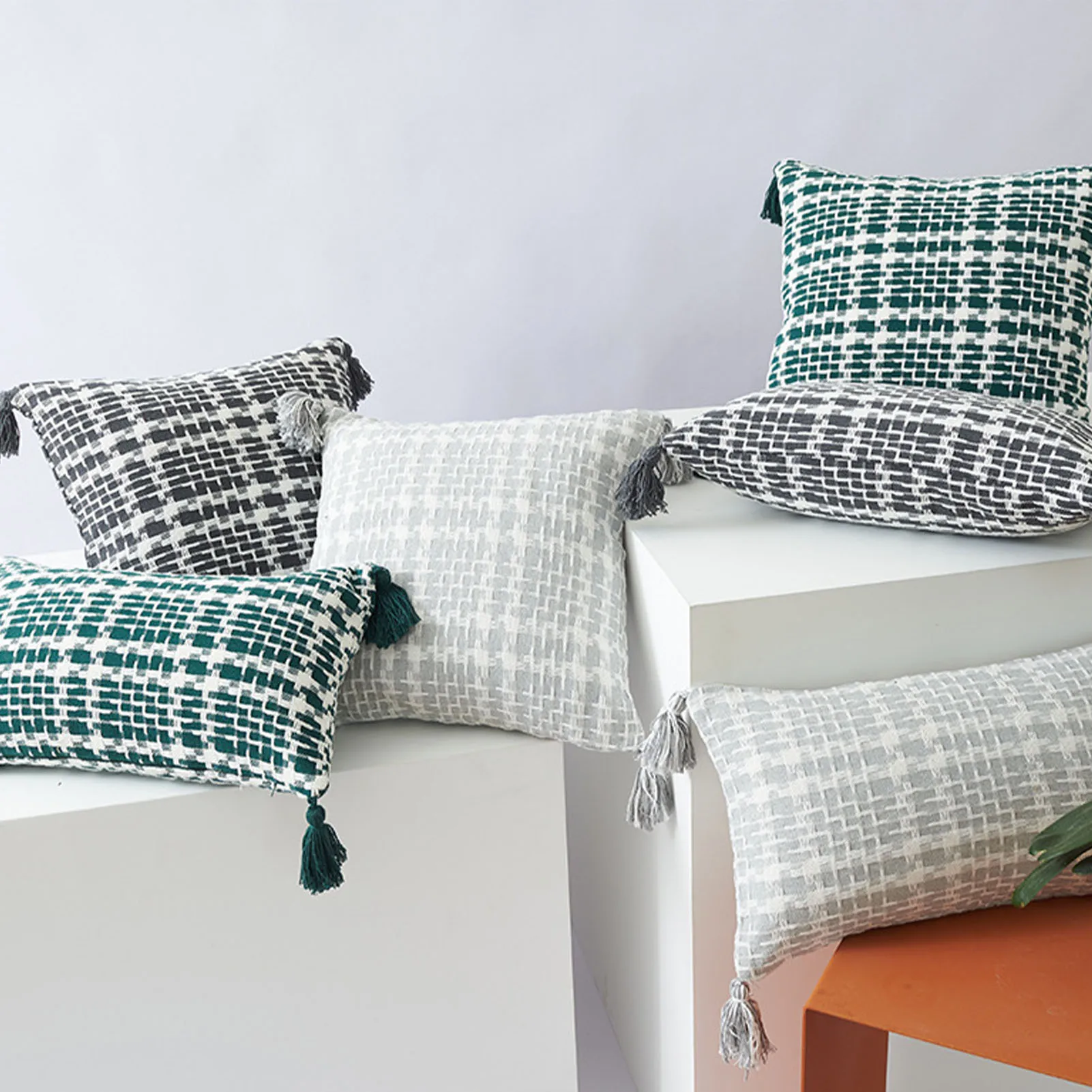 

Double Sided Dual Color Tassel Throw Pillow Square Decorative Sofa Cushion Sofa Pillow For Home Living Room Bedroom Office