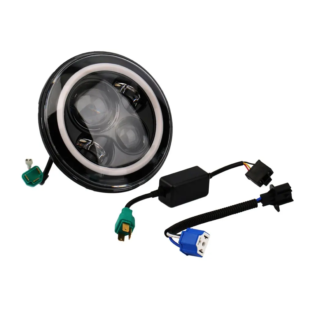 

Super Bright Round Shape Motorcycle Light Lamp 45W New LED Black Projector Headlights With Angle Circle For Car
