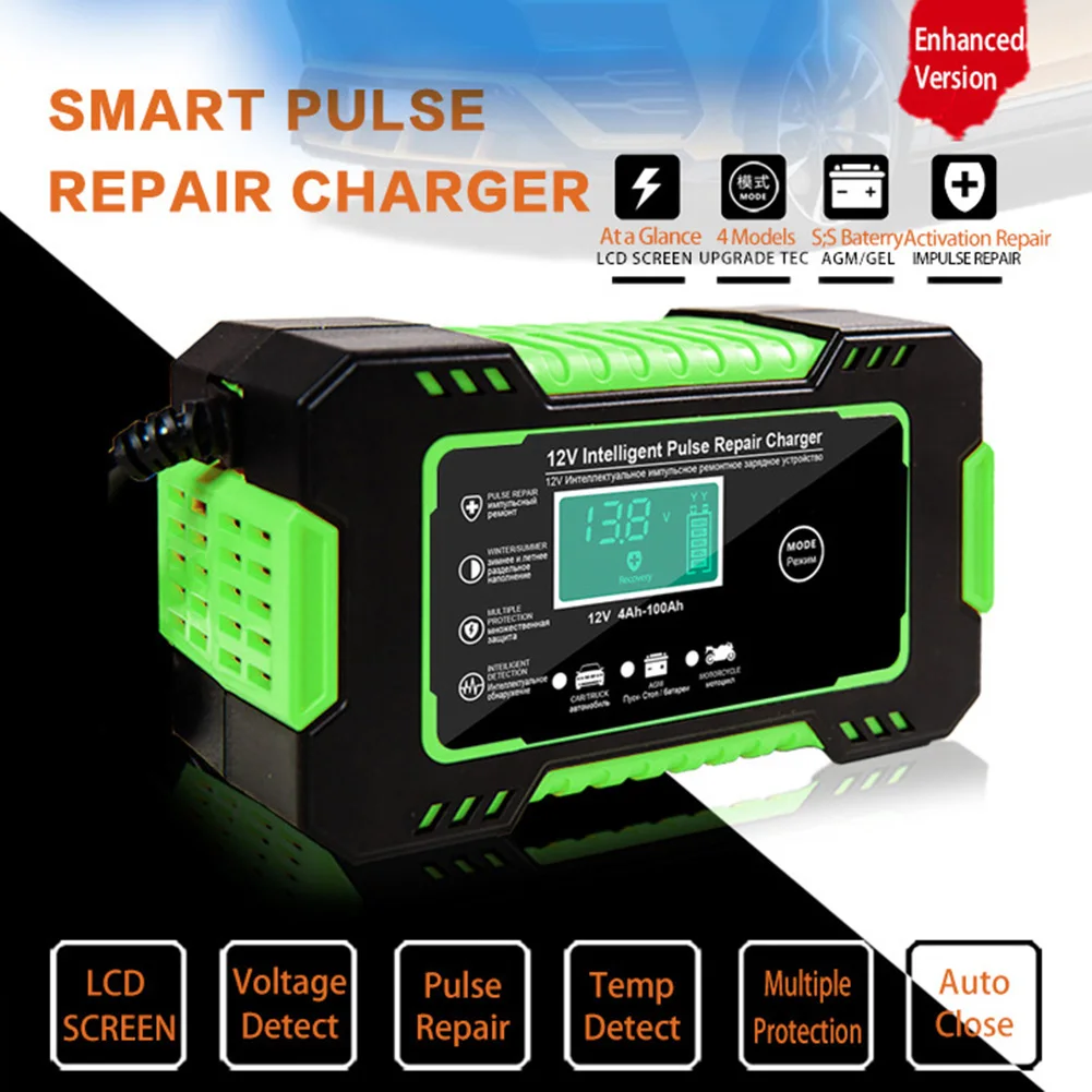

6A 12V Car Battery Charger Automatic Repair Charge For Car Motorcycle Battery Charger With LCD Display Temperature Monitor