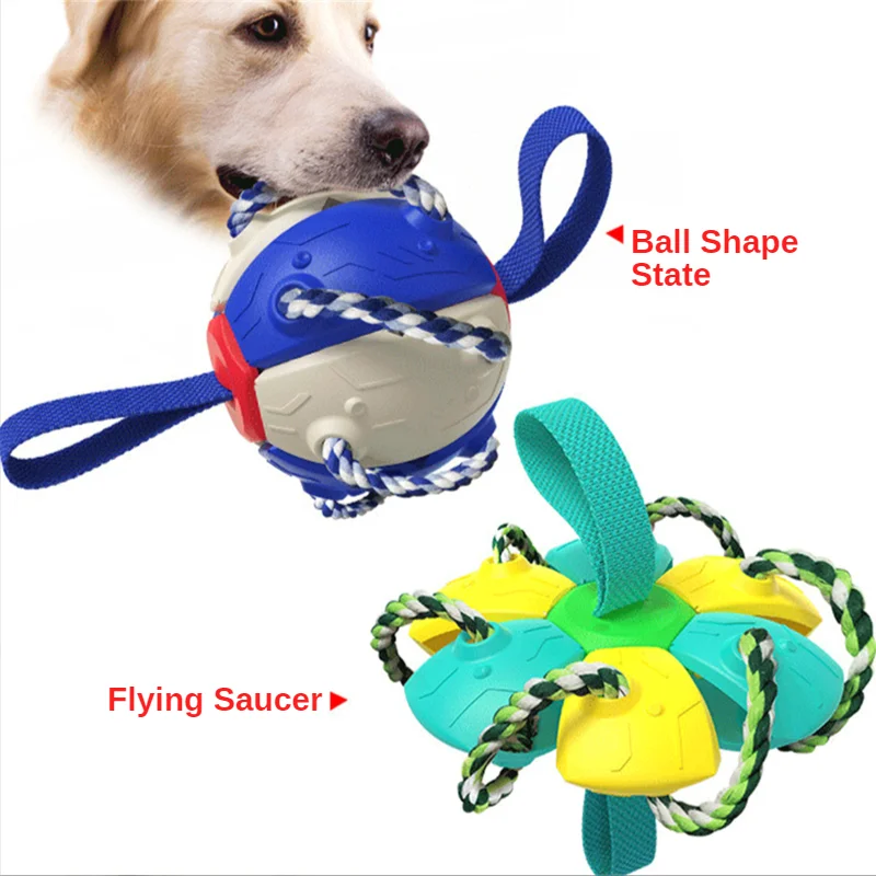 

UFO Magic Ball 2in1 Multifunctional Tranining Outdoor Interactive Dog Toys Agility Ball with Chew Ropes Play In Swimming Pool