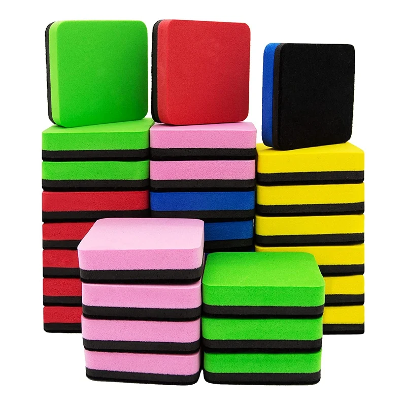 30 Pack Whiteboard Eraser Washable And Reusable Magnetic Whiteboard Eraser For Cleaning Dry Erase Markers 5X5x2cm