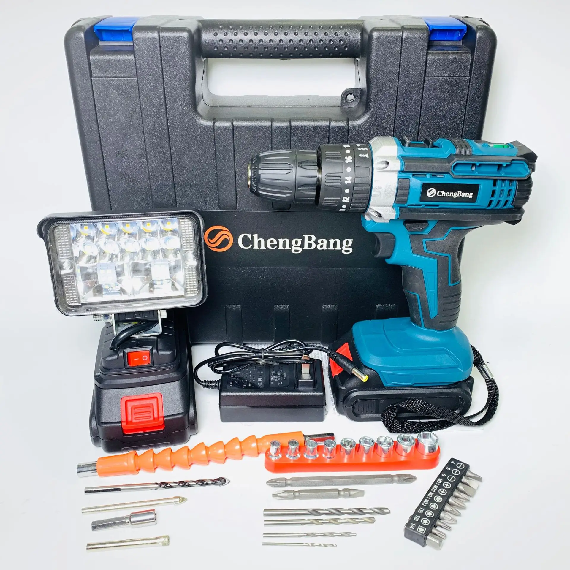 

Cross-border lithium electricity electric tool lamp drill through combination with 01 (electric drill suit + LED lights)