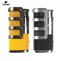cohiba lighters metal pocket butane cigar torch lighter gas windproof 3 jet smoking lighter for cigar accessories with gift box