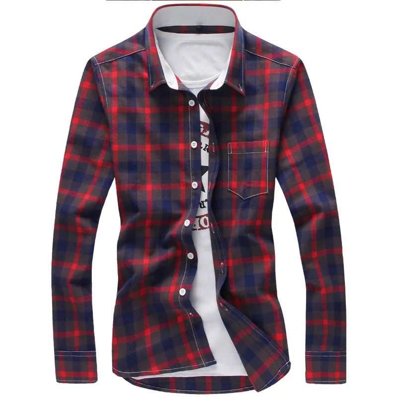 

5XL Plaid Shirts Men Checkered Shirt Brand 2022 New Fashion Button Down Long Sleeve Casual Shirts Plus Size Drop Shipping