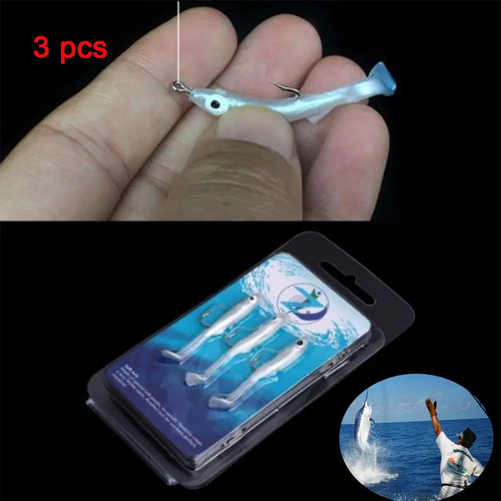 

3pcs/lot Hot Crankbait Eel Silicone Bass Fishing Lures with Hook Bionic Bait 3D Eyes