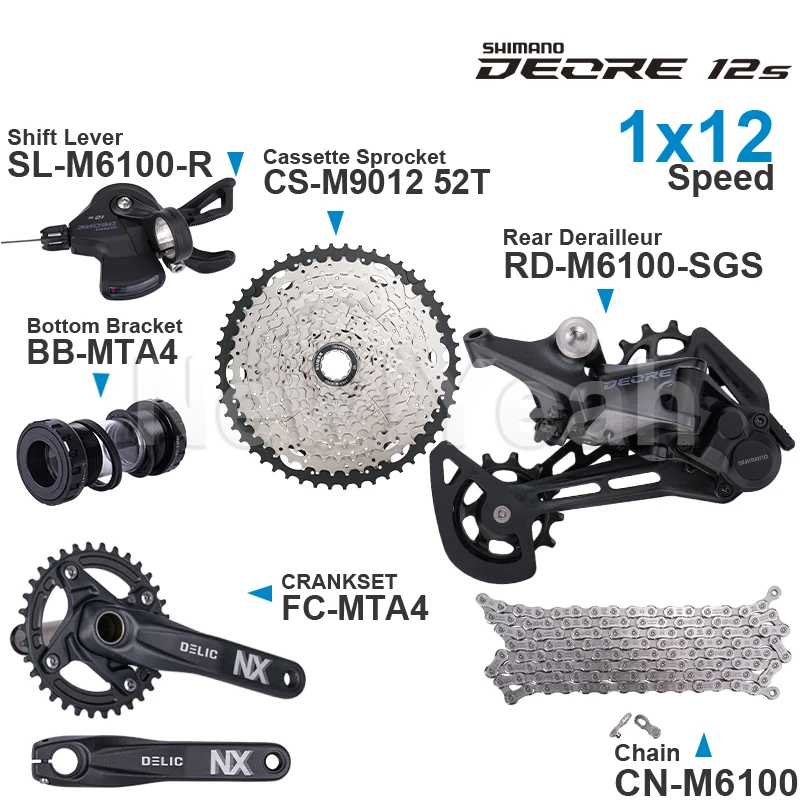 Переключатель передач SHIMANO DEORE M6100 12 Скоростей задняя цепь кривошипная система MT510
