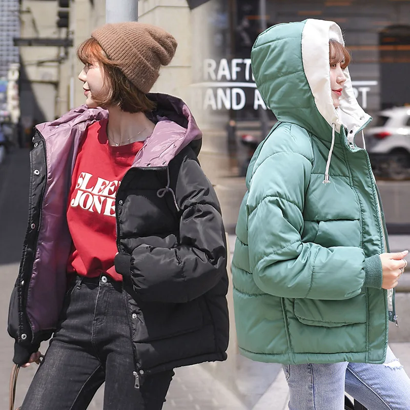 Winter Jacket women down hooded Students' Short-style down Clothes Girls'Winter Cotton-padded Coats Big Size 915