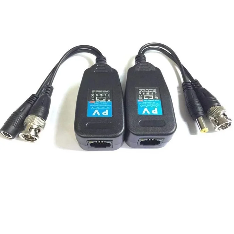 

1 Pair(2pcs) Passive CCTV Coax BNC Power Video Balun Transceiver Connectors To RJ45 BNC Male for CCTV Video Camera HDTVI/AHD