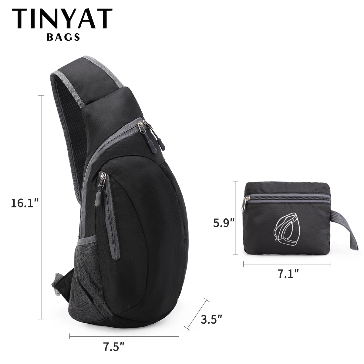 TINYAT Foldable Man Chest Bag Pouch Portable Crossbody Bags For Men Phone Money Shoulder Bag Husband Travel Party Sling Bags