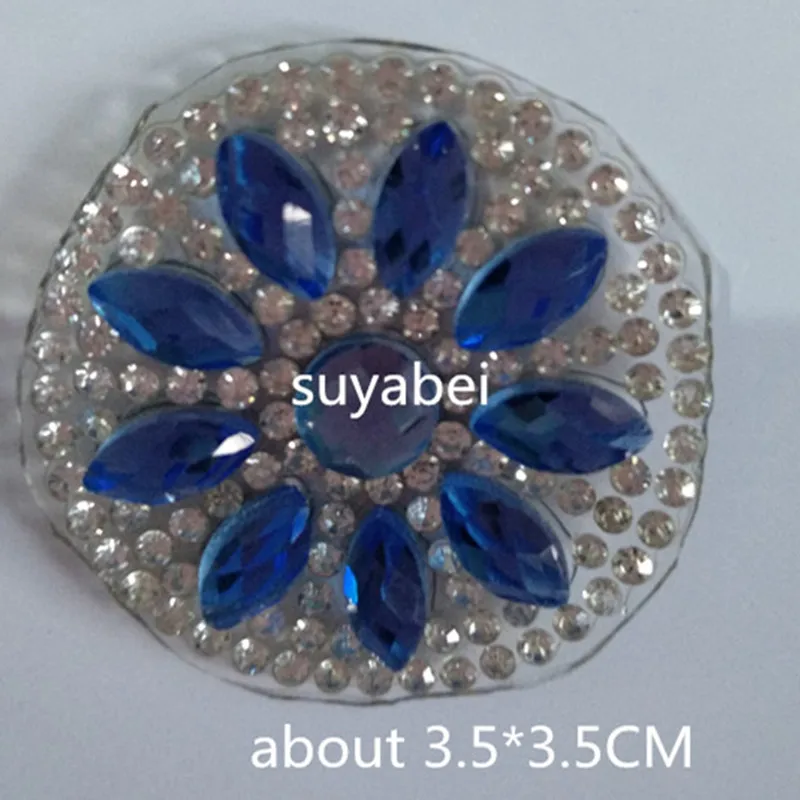 

4pc/lot Pointback round flower ron on transfer patches hot fix rhinestone motif designs iron on applique for shirt