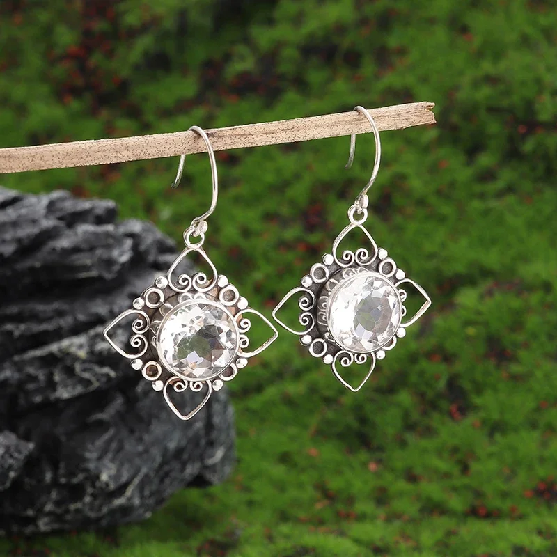 Винтажные кельтские серьги-подвески в форме символа узелка любви с цирконом