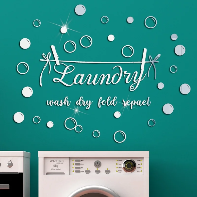 

[Home Decorations] Jm801 Cross-Border Laundry Laundry English Motto Bubble Acrylic Mirror Stickers Stereo Mirror Wall Stickers