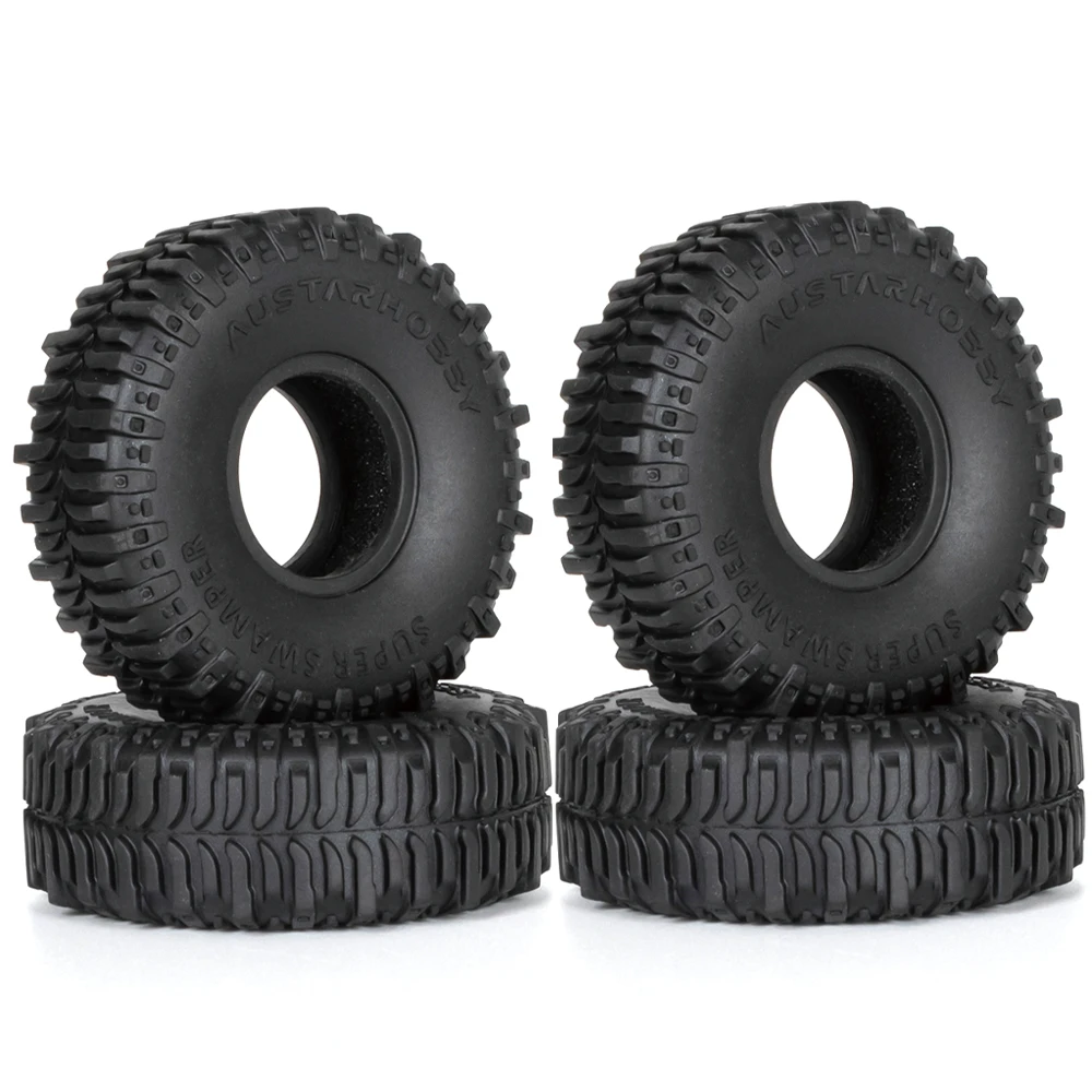 

4pcs 1.0'' Rubber Tires 59*20mm Super Swamper Wheel Tire for FMS 1/24 RC Crawler Car Axial SCX24 90081 /FCX24 Enduro24 (T2430)