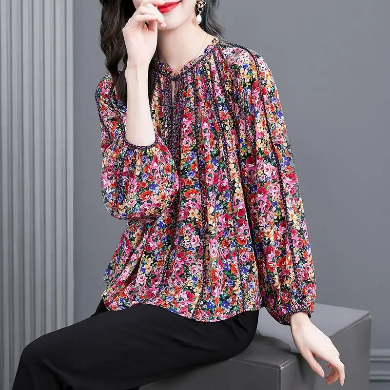 Blusa informal de seda de alta gama para mujer, camisa de cuello redondo de alta calidad, nueva colección Primavera 2022