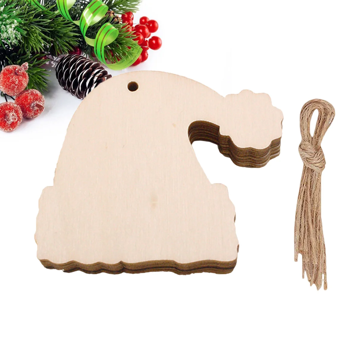 

Christmas Hat Santa Wooden Hanging Tree Tags Wood Gift Decoration Unfinishedcutouts Ornament Blankdiy Party Favors Tag Cutout