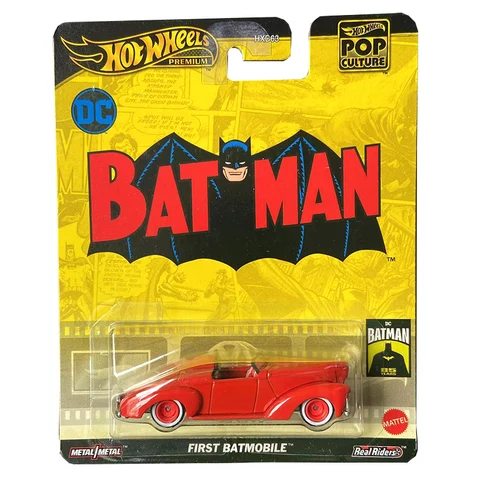 Оригинальная модель Hot Wheels Premium Car Pop Culture Bat Man First Batmobile 1/64, металлическая модель в подарок
