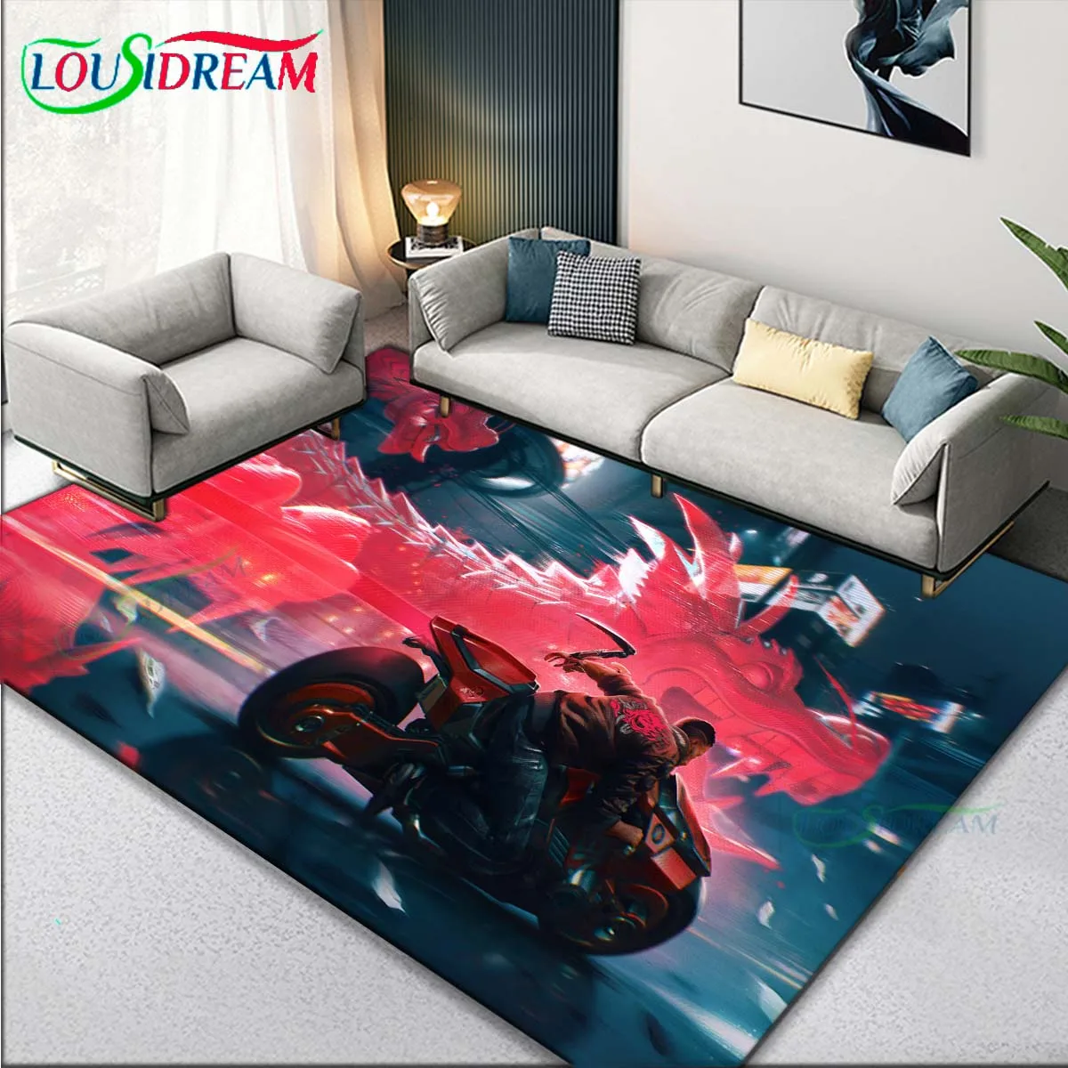 

Игровые коврики и ковровые покрытия в стиле киберпанк для гостиной, спальни, входа, большой мягкий декоративный коврик
