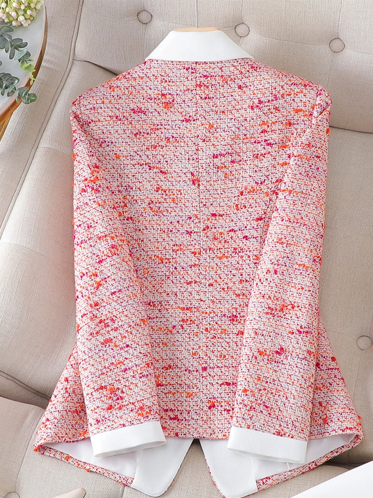 2023 New Fashion women's Blazers Jacket Office Ladies Long Sleeve Red Plaid Blazer Female Casual Coat For Autumn Winter Clothing