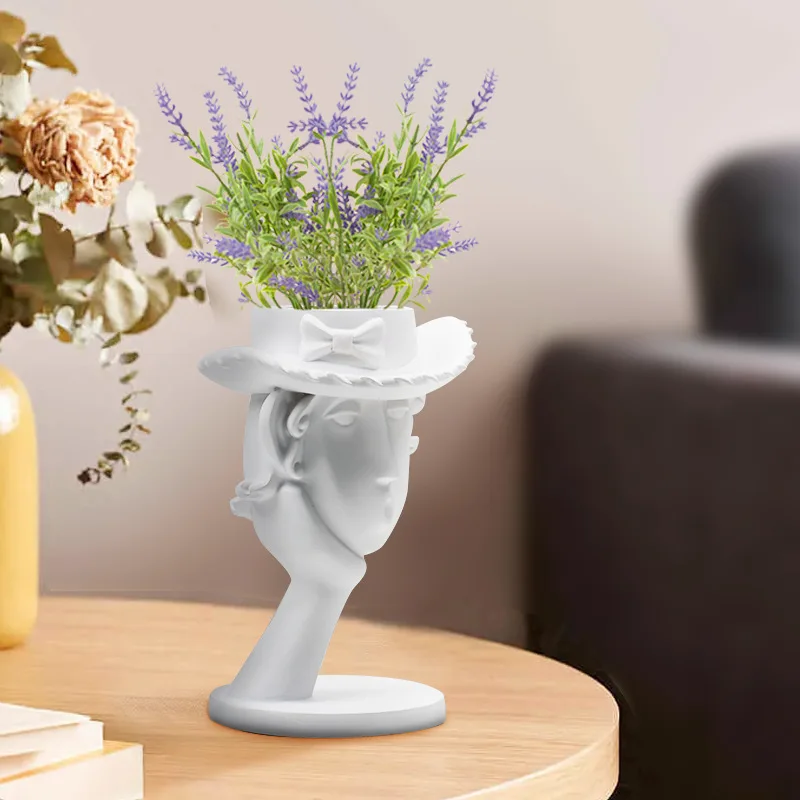 

2022 Creative Abstract Human Face Vase Human Flower Pot Resin Art Crafts ornament Living Room Desktop Decoration Gift dropship