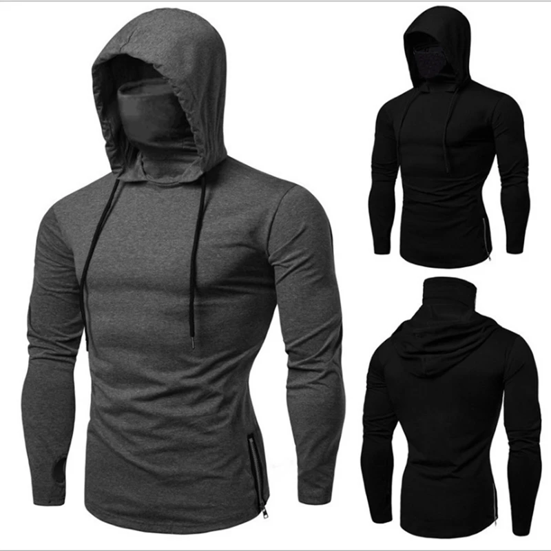 

Men's Slim Tops Hooded Long Sleeve T-Shirt European And American T-Shirt