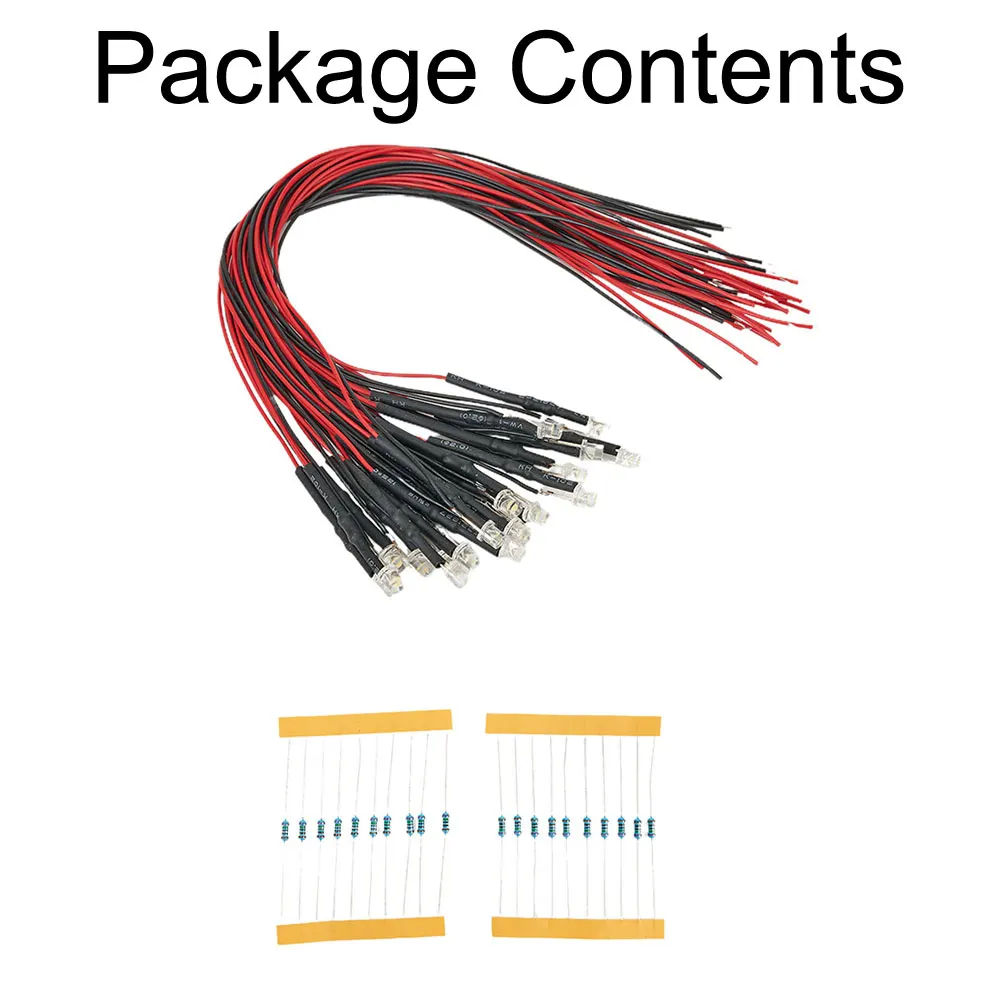 

20pcs/set Pre Wired 3mm LED Light Lamp Bulb Prewired Emitting Diodes With Resistor DIY Home Decoration Outdoor Lighting Strings