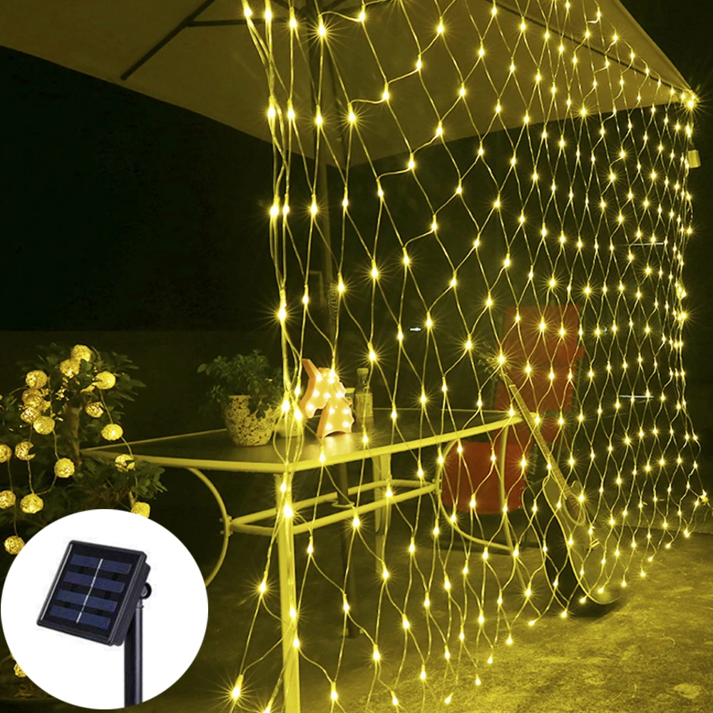 

Solar String Lights Net Lamps Warm White/Multicolor Outdoor Garland for Holiday Xmas Christmas Tree Backyard Wedding Party Decor