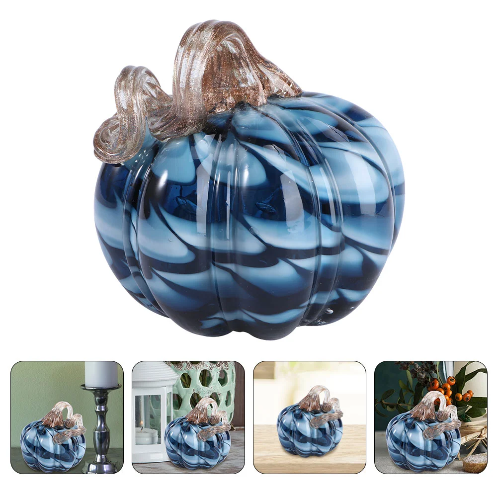 

Pumpkindecor Figurine Blown Pumpkins Ornament Hand Crystal Table Adornment Sculpture Paperweight Halloween Decorating Tabletop