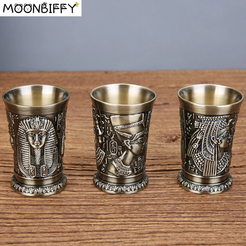 

Home Creative Metal Vintage Egyptian Wine Glass Liquor Personalized Small One Sip Cocktail Metal Mug Tea Cups Decoration Crafts
