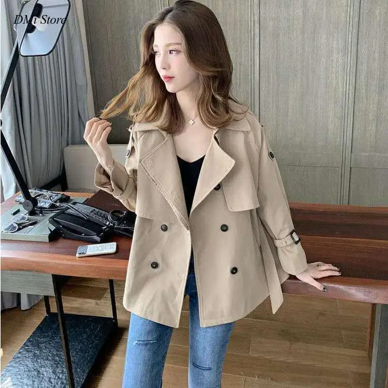 

DIMI Leisure Outwear Fashion Femme Design Basic All-match Trench Women Belted Spring Classic Long Sleeve Elegant England Style