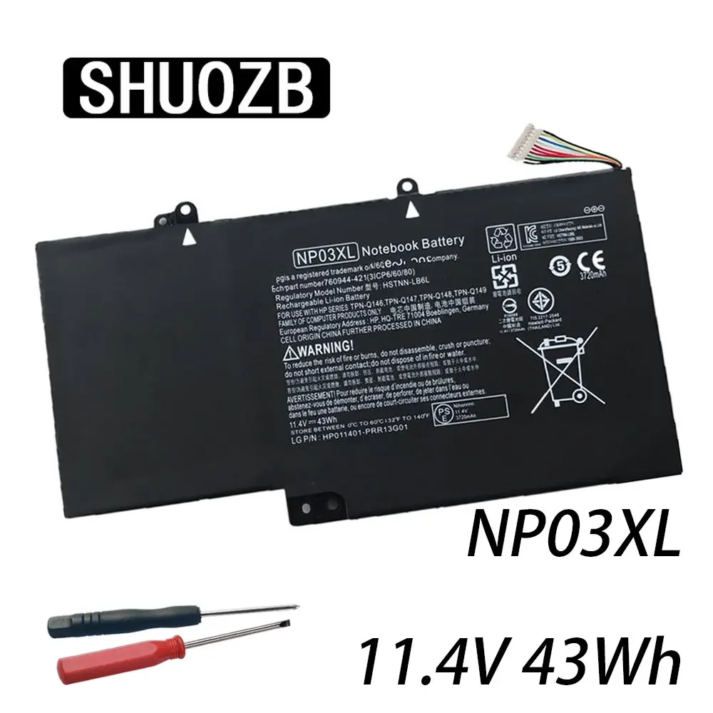 SHUOZB NP03XL Аккумулятор для ноутбука HP Pavilion X360 13-A010DX TPN-Q146 TPN-Q147 TPN-Q148 HSTNN-LB6L 760944 -421 15-U010DX