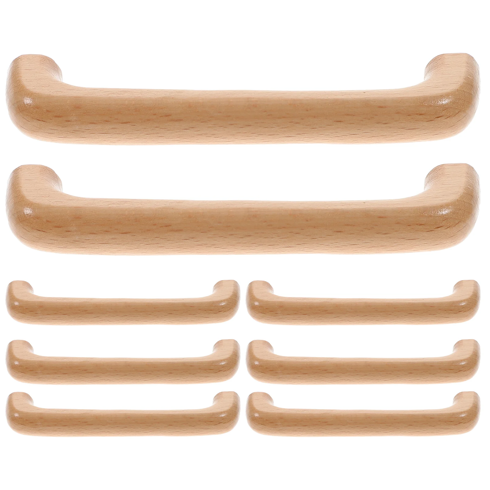 

8 Pcs Kitchen Cabinet Door Handles Hardware Furniture Knobs Pull Wood Component Replacement Beech Pulls
