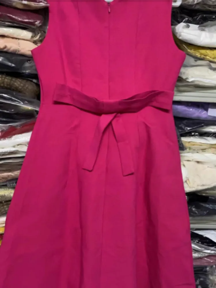 Женское платье без рукавов DEAT однотонное вечернее с бантом и высокой талией