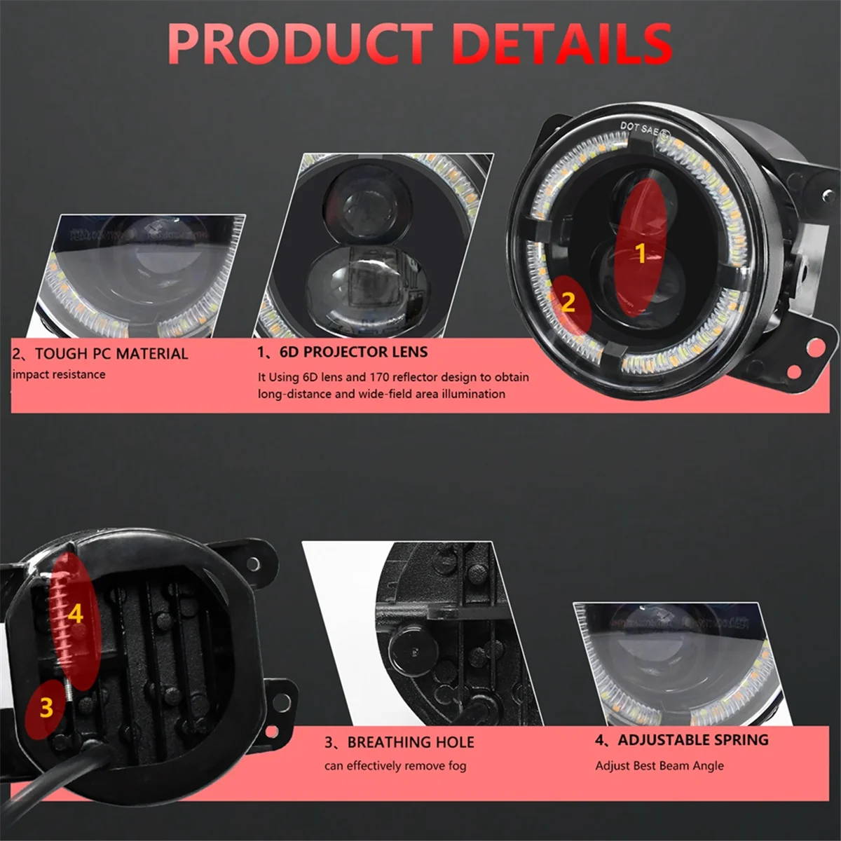 4-дюймовые круглые дневные Противотуманные фары с белыми дневными ходовыми