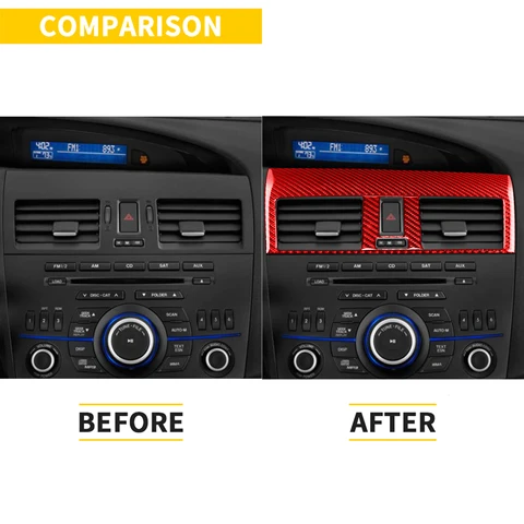 Наклейки для салона Mazda 3 Axela 2010-2013, красные, углеродное волокно