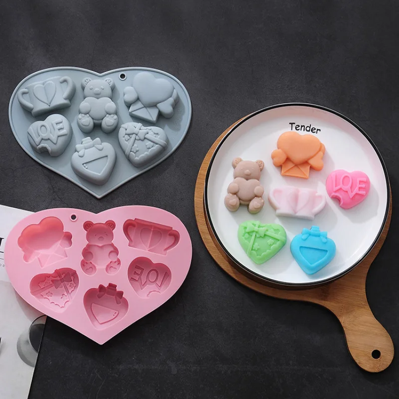 

Valentine's Day Theme Love Bear Silicone Moulds Dripping Baking Tools Chocolate DIY Cake Moulds Eco-friendly Silicone Moulds