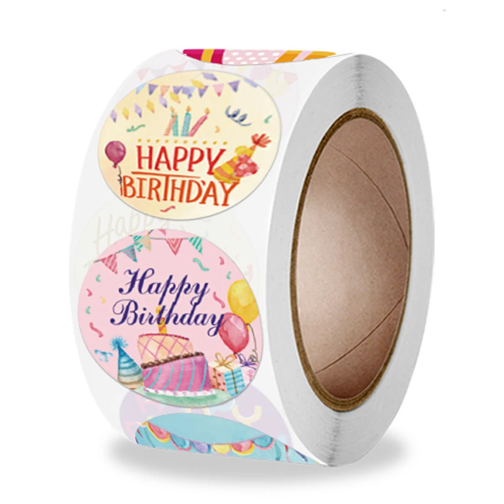 

100-500 шт., 1 дюйм, милые наклейки для подарков на день рождения