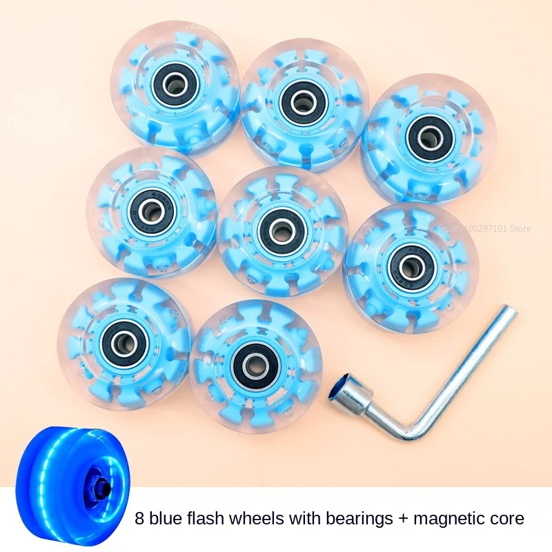

Led Double Row Roller Skates Luminous Wheel Rollar Skates Removable Color Display Wheels Polyurethane Pu Wheel Neon Lamp Pattini