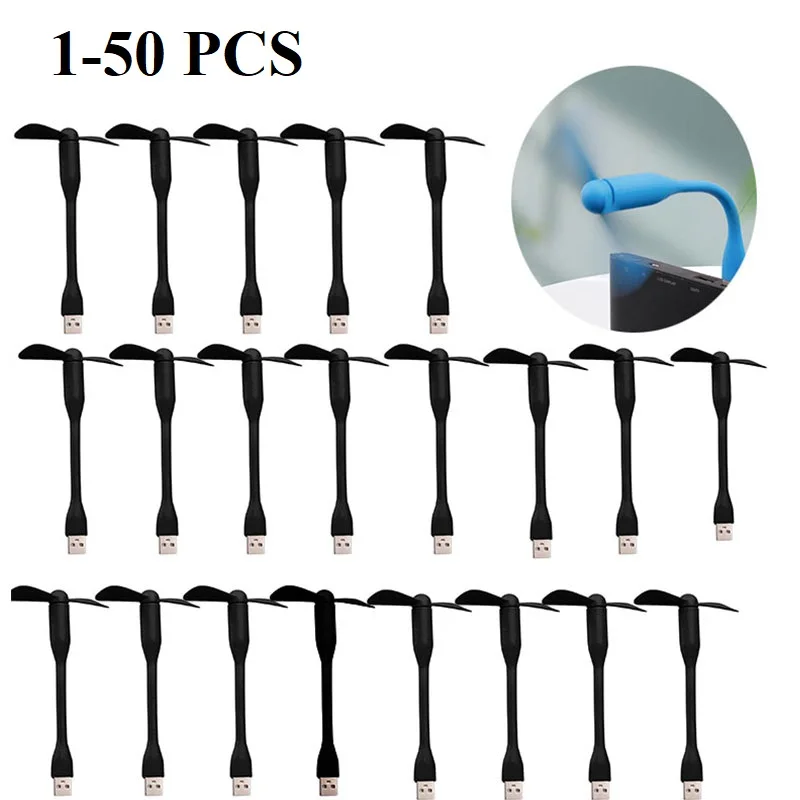 

1-50pcs Mini Flexible Bendable USB Fan for Power Bank Laptop PC AC Charger Portable Hand Fan Computer Summer Gadget Dropshiping
