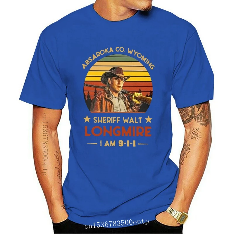 

Kaus Sheriff Walt Longmire I Am 9-1-1 Kaus Hitam Lucu Retro Vintage Kaus Musim Panas S-3Xl