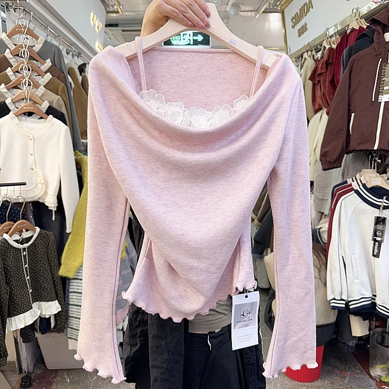 Neploe 2024 осенне-зимний свитер с объемным цветком и подвесным воротником женский