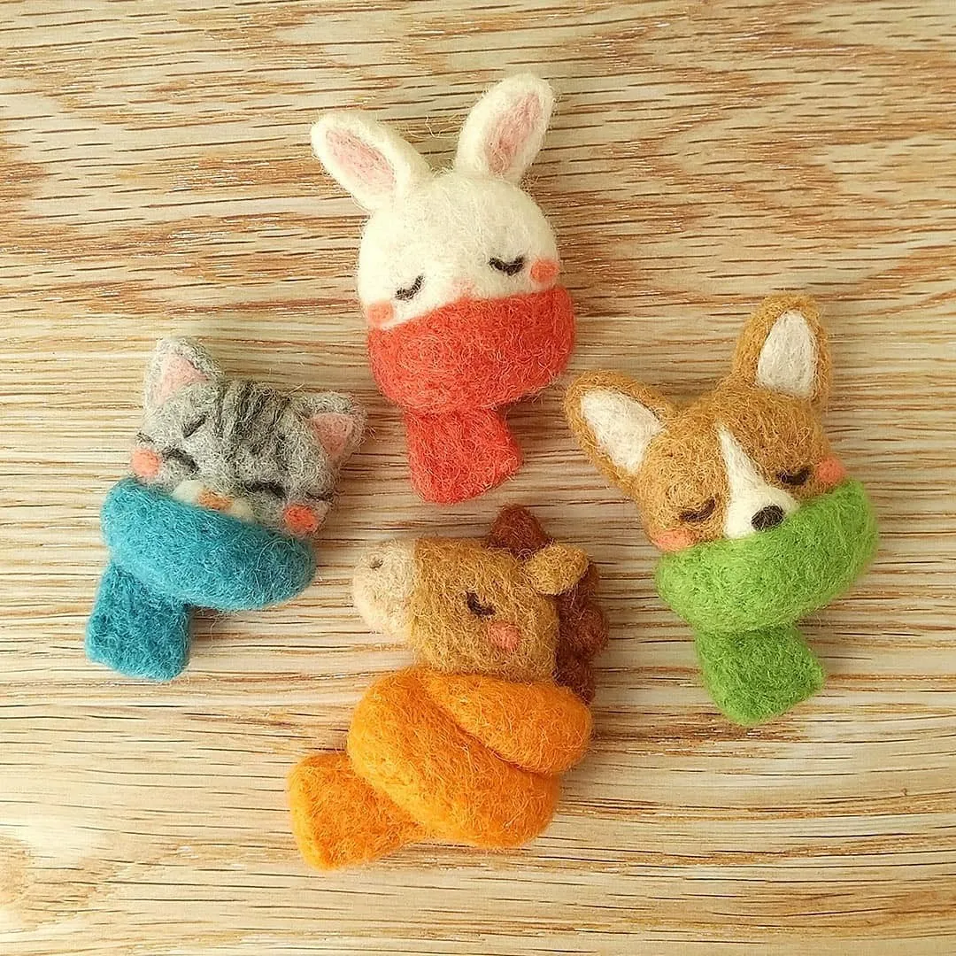 

Animals wool felt wool needlepoint kit wool felt needle felting keychain craft needlecraft DIY handmade