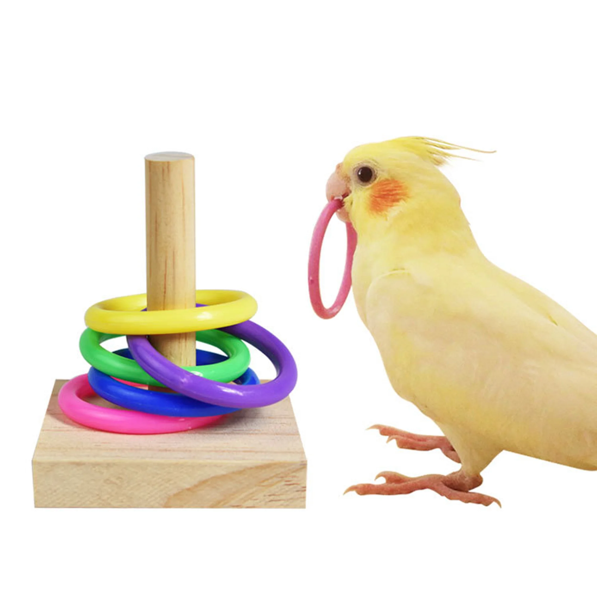 

Parrot Bird Ring Toy Solid Wood Educational Bird Supplies Intelligence Training Interactive Parrot Toys Birds Accessories